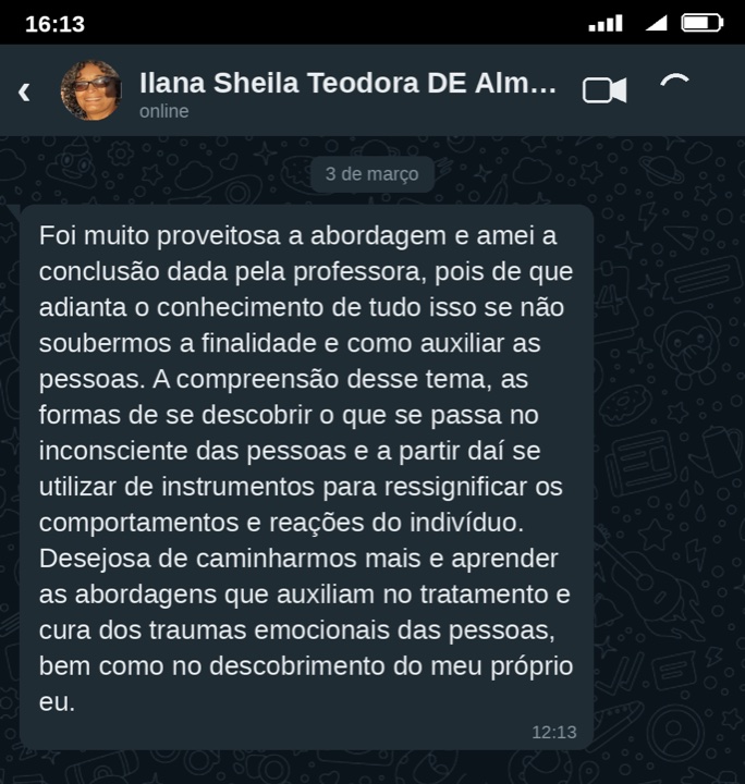 Depoimento de Ilana Sheila Teodora de Almeida