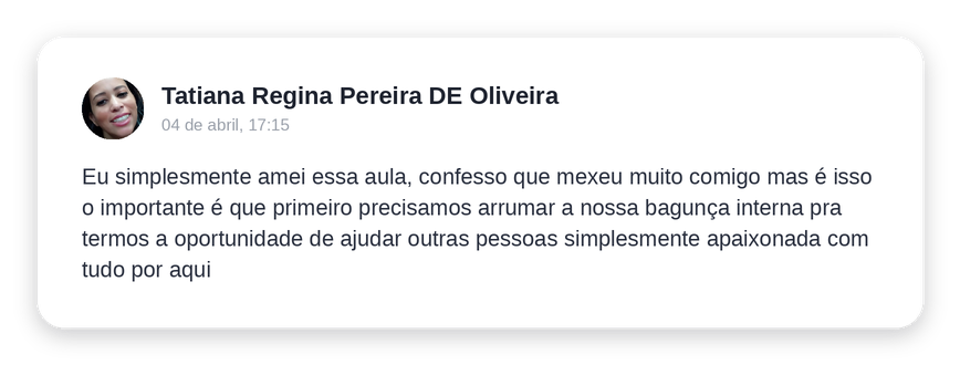 Depoimento de Tatiana Regina Pereira de Oliveira